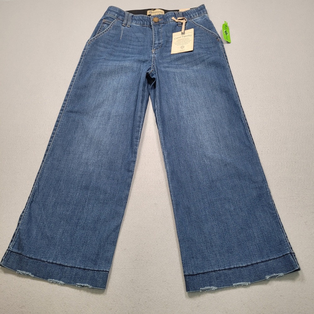 Democracy Ab Technology Wide Leg Jeans Blue Size 6 B1024IEURXX Raw Hem High Rise